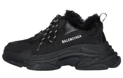 Balenciaga Triple S Fake Fur Black Women's