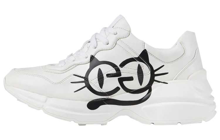 GUCCI Gucci Rhyton Cat Eye Print Fashion Low Top Lifestyle Shoes Women's Ivory White
