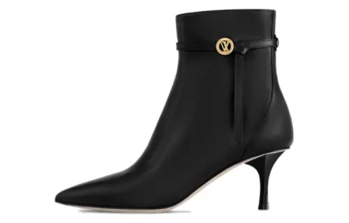 LOUIS VUITTON Stellar Leather Ankle Boots 6.5cm Women's Black