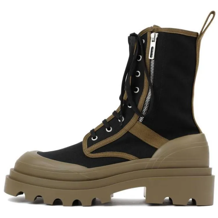Bottega Veneta Lace Up Boots Black Green
