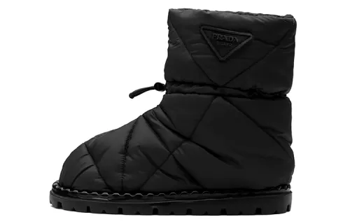 PRADA Thermal Abrasion Resistant Short Mid Calf Snow Boots Women's Black