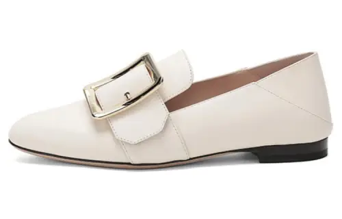 BALLY Cow Leather Loafers Women's Ivory White