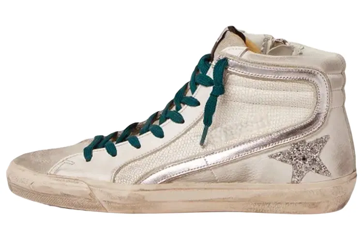 Golden Goose Slide Sports Skateboard Shoes Women's White Distressed