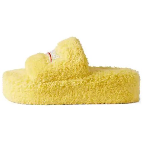 Balenciaga Furry Slide Slippers 5cm Women's Yellow