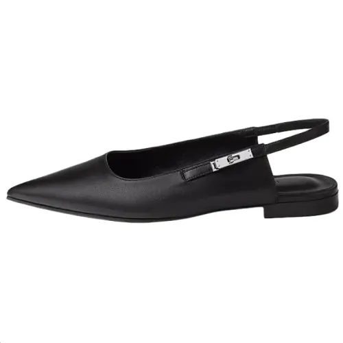 HERMES Lovely Kelly Leather Casual Shoes 1CM Women's Black