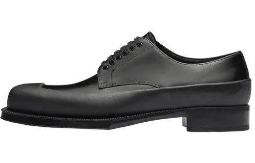 PRADA Brushed Square-toe Derby Shoes
