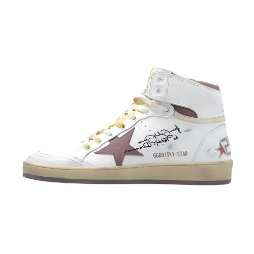Golden Goose Sky Star Leather High top Skateboard Shoes Women's White