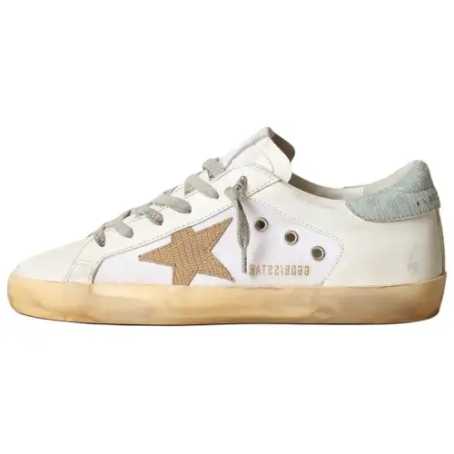 Golden Goose Super Star Leather Low top Skateboard Shoes Women's Beige Distressed