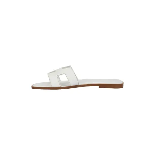 HERMES Oran Sandal Blanc Box Calfskin Leather