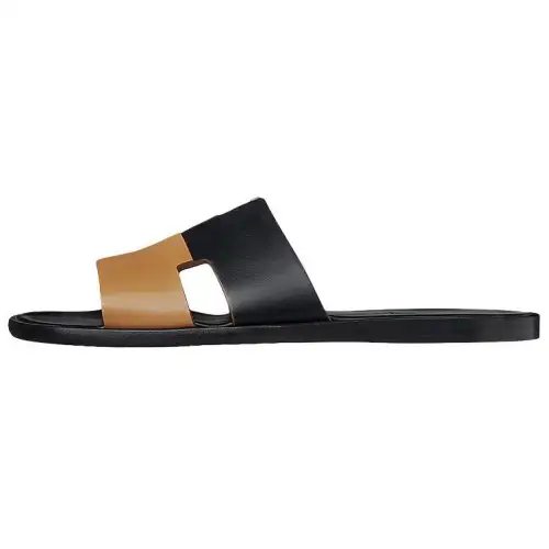 HERMES Casual Slide Slippers Men's Black Brown