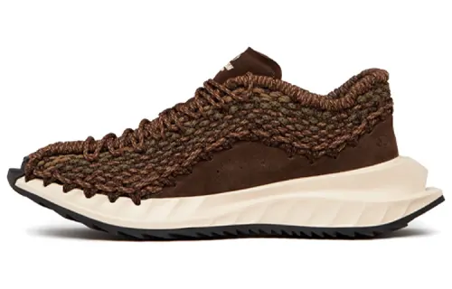 Valentino Crochet Leather Low top Casual Shoes Men's Brown