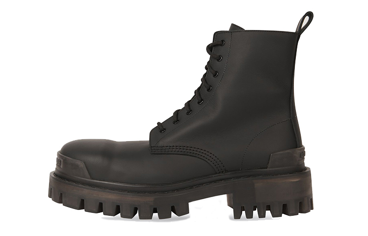Balenciaga Strike Top Grain Cow Leather Platform Ankle Boots Men's Black