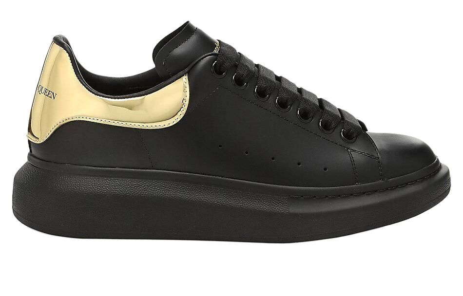 Мужские кеды Alexander McQueen Oversized Sneaker (черно-золотые) — фото 2