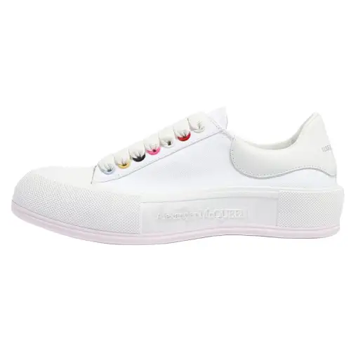 Alexander McQueen Deck Skate Plimsoll Lace Up White Multi Women's