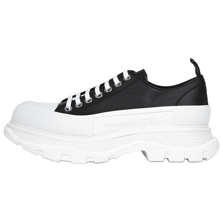Alexander McQueen Tread Slick Low Lace Up Black Leather White