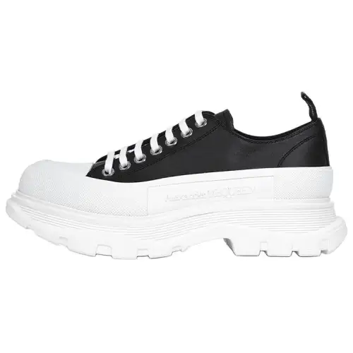 Alexander McQueen Tread Slick Low Lace Up Black Leather White