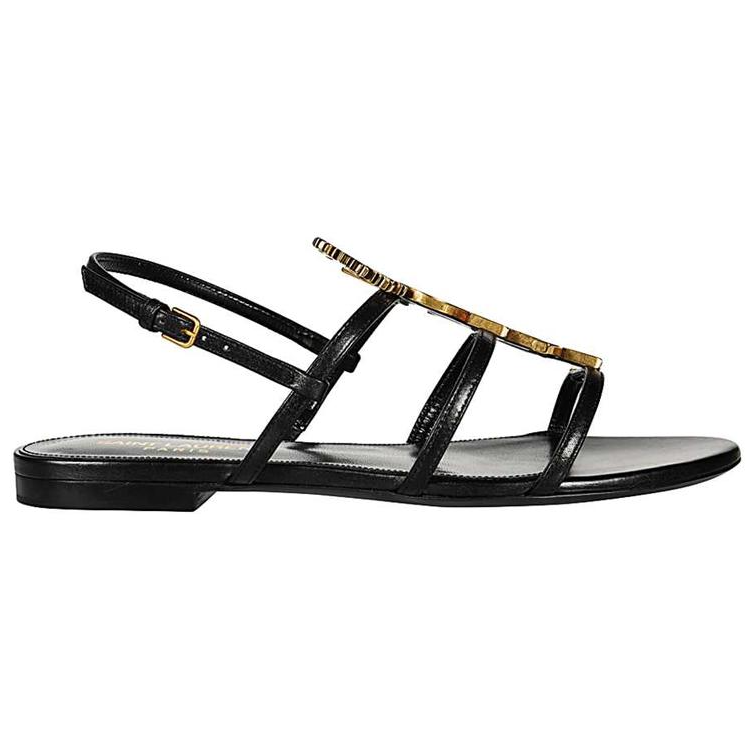 Женские сандалии Saint Laurent Logo Sandals (черные) — фото 2