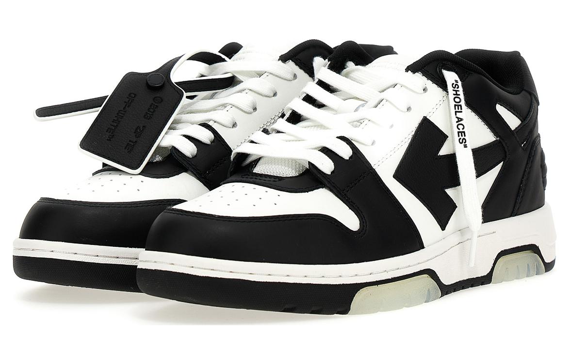 OFF WHITE Out Of Office Leather Low top Skateboard Shoes Men's Black White