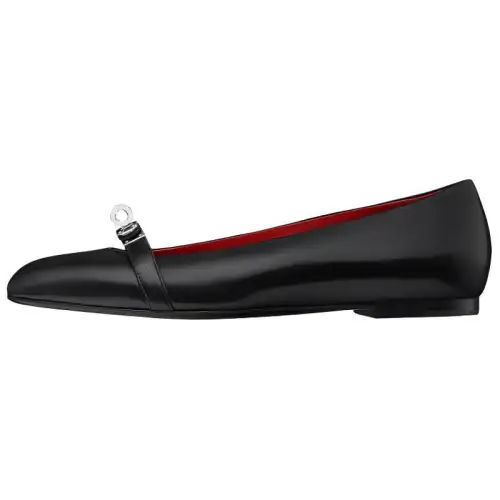 HERMES Bilbao Flat Women's Casual Shoes Women's Black