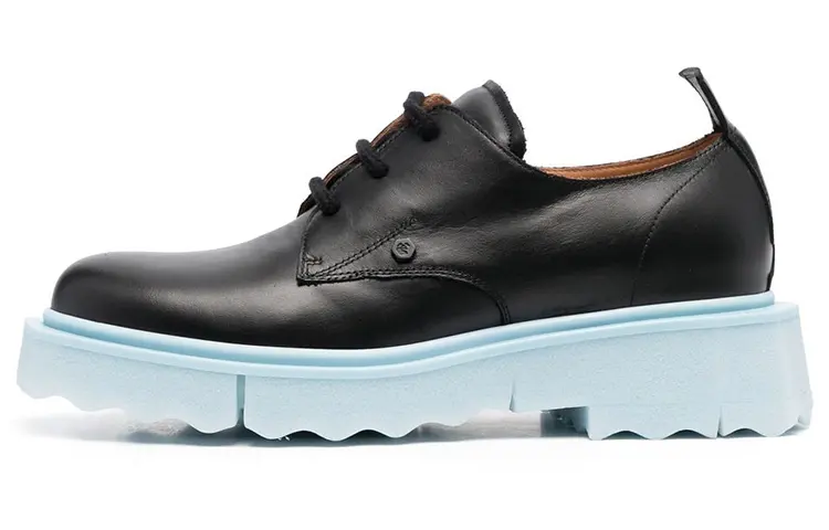 OFF WHITE Leather Sponge Derby Black Light Blue