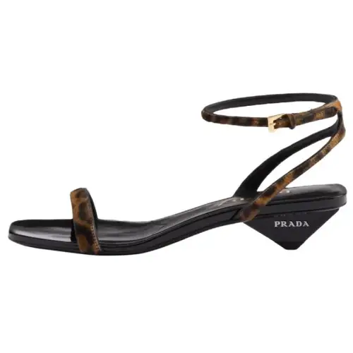 PRADA Honey Leather One Strap Sandals 3.5cm Women's Black