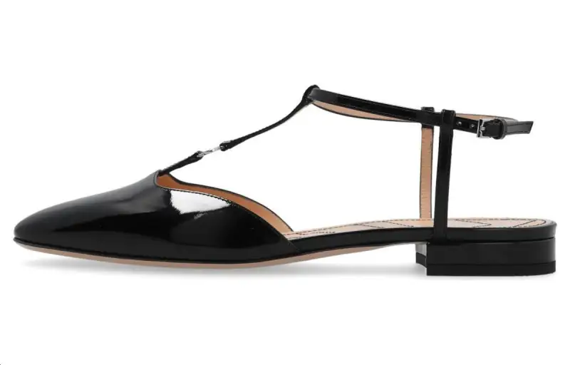 GUCCI Denim Patent Leather Casual Shoes Women's Black