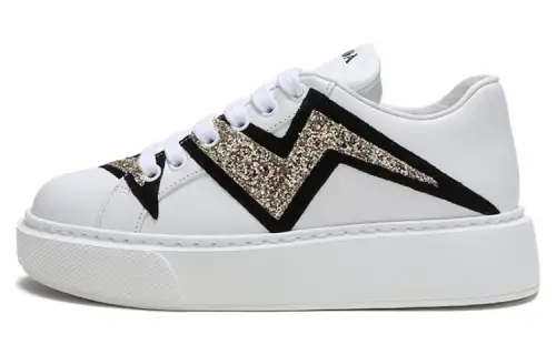 PRADA Leather Skateboard Shoes Women's White