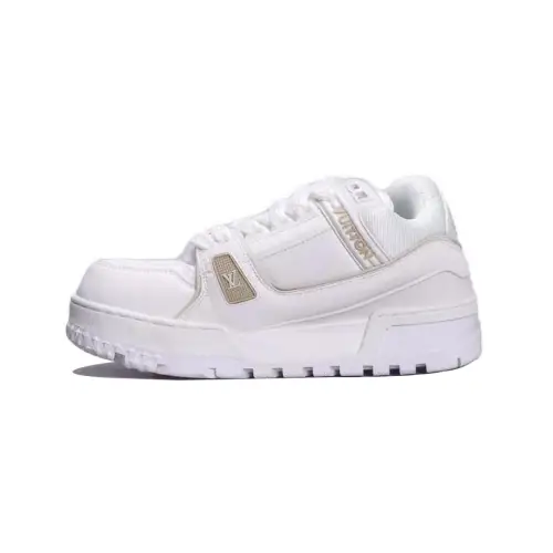 LOUIS VUITTON Trainer Maxi Lace Up Low top Skateboard Shoes Unisex White
