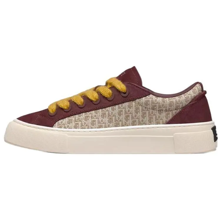 DIOR B33 Platform Shoes Suede Low top Skateboard Shoes Men's Burgundy