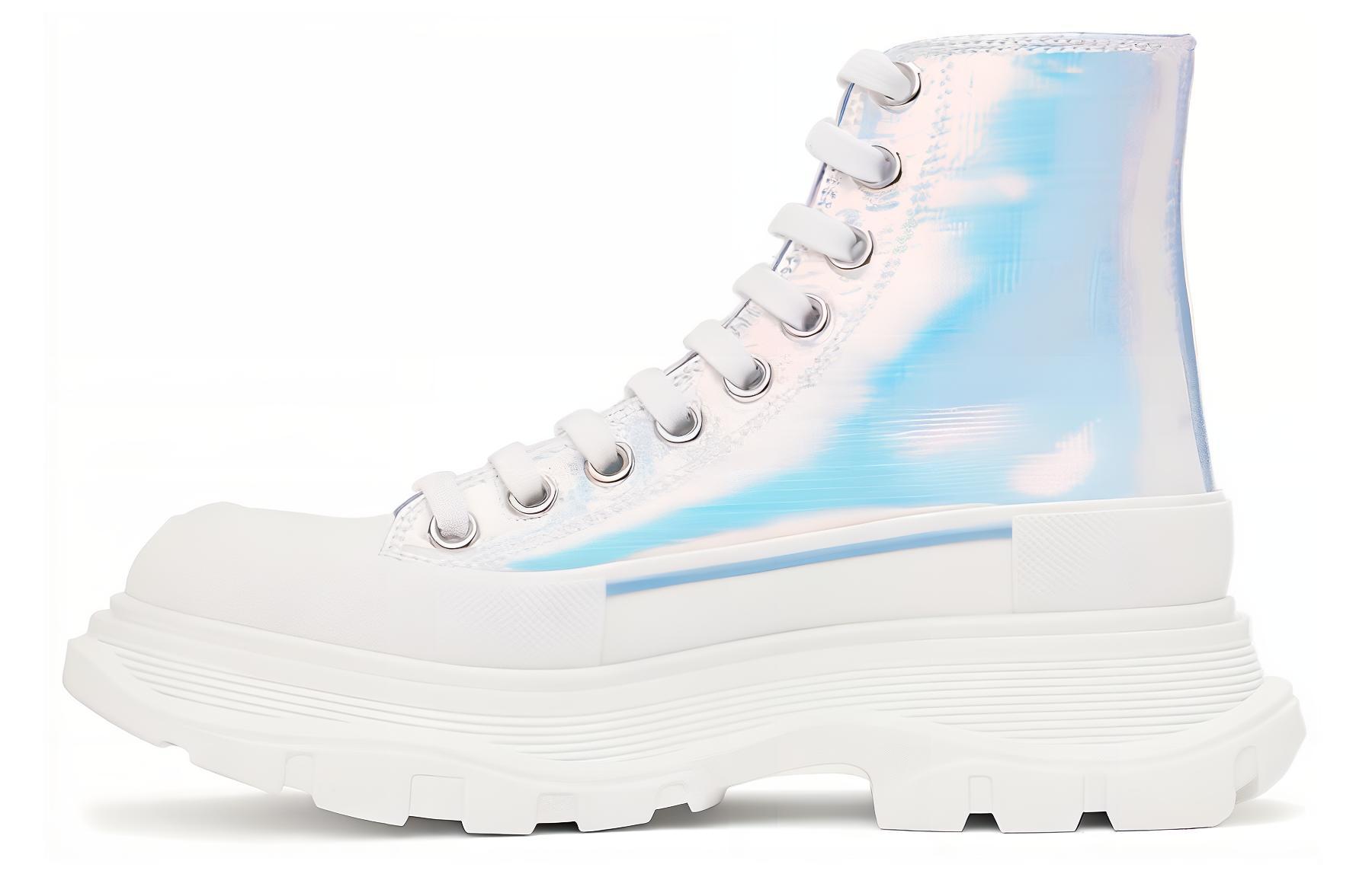 Женские ботинки Alexander McQueen Tread Slick (бело-синие)