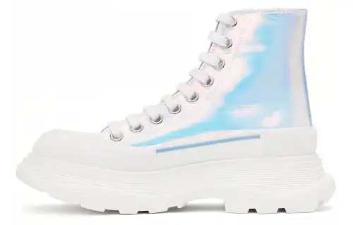 Alexander McQueen Silver Holographic Tread Slick Platform High Sneakers 'White Multi' Women's