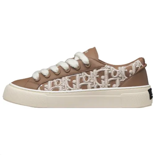 DIOR B33 Spin Cow Leather Low top Skateboard Shoes Men's Brown