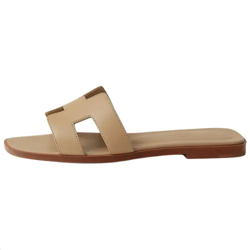 HERMES Oran Slide Slippers Women's Linen Beige
