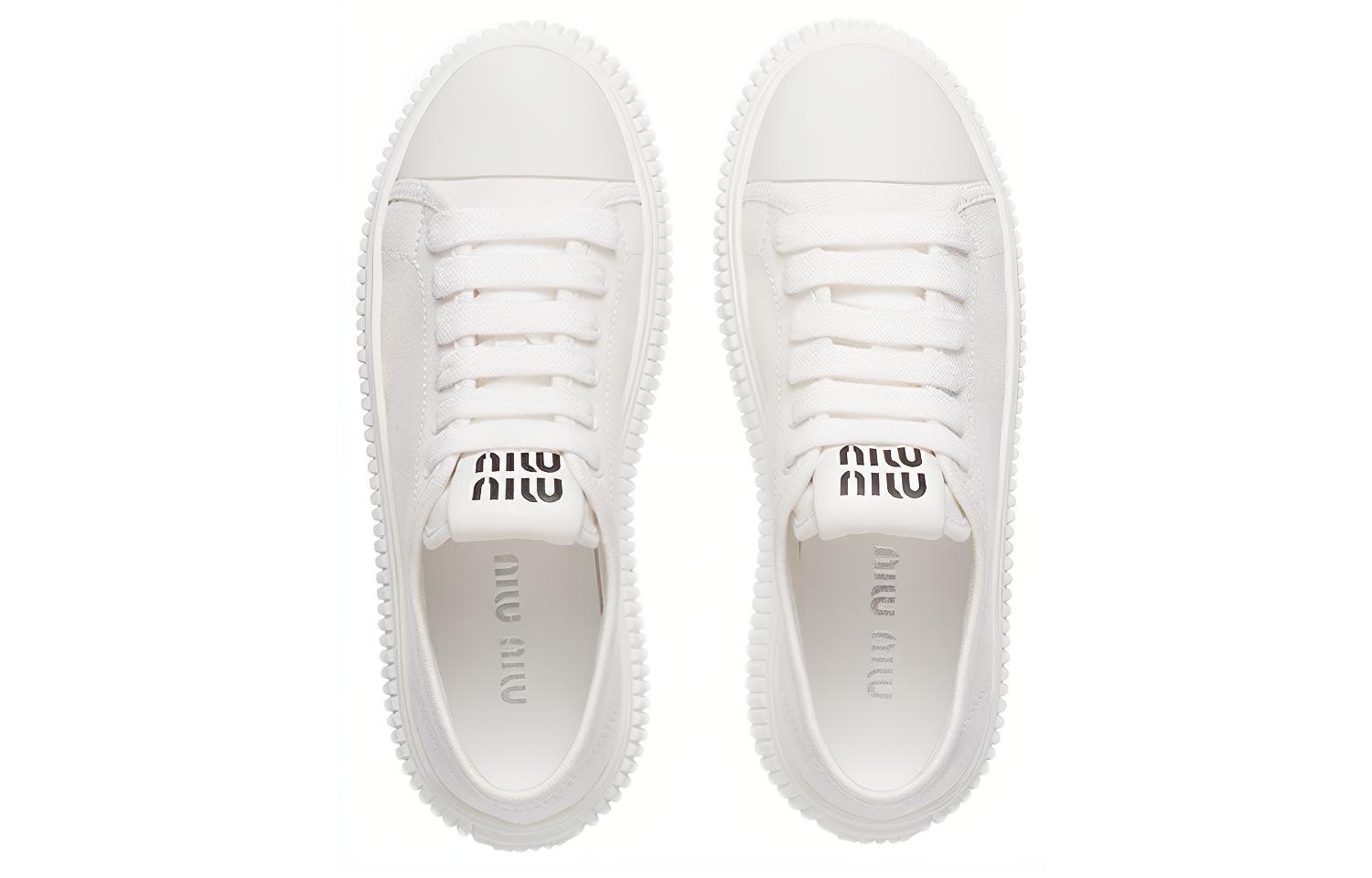 MIU MIU Denim Low top Stylish Skateboarding Shoes Women's White