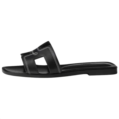 HERMES Oran Flat Slide Slippers Women's Black