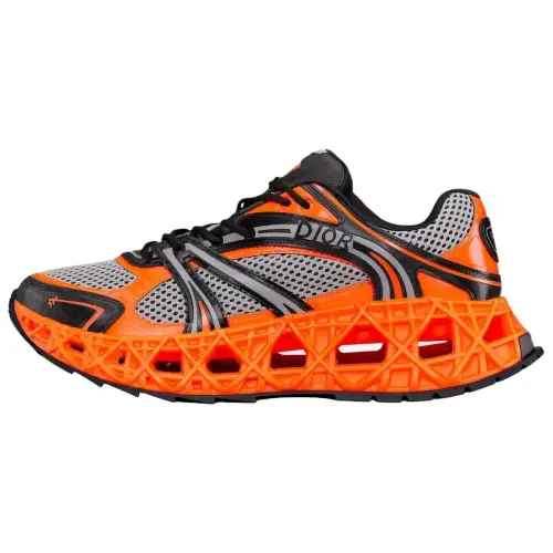 DIOR B35 NXXT Mesh Low top Casual Shoes Men's Orange Black Limited Edition Numbered Edition