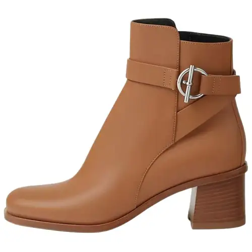 HERMES Jill Calfskin Ankle Boots 6CM Women's Brown