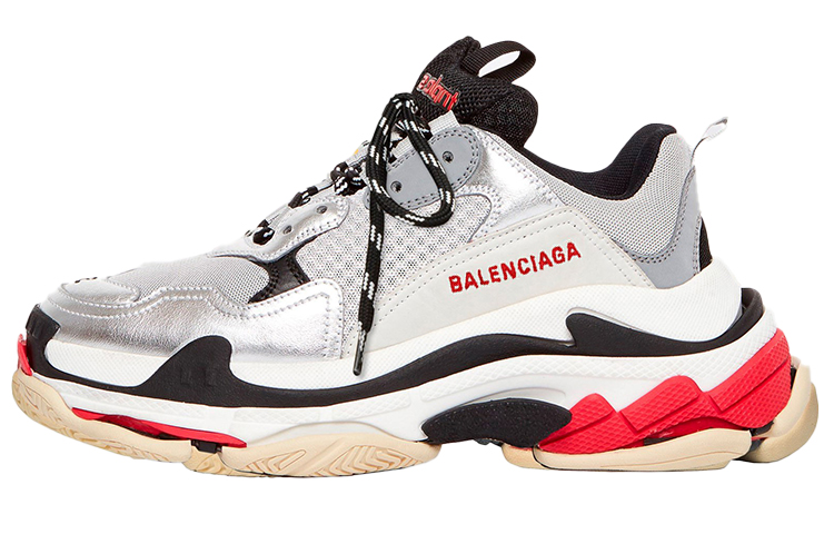 Женские кроссовки Balenciaga Triple S (серо-серебристые) — фото 1