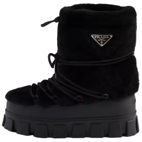 PRADA Apres Short Snow Boots 4CM Women's Black
