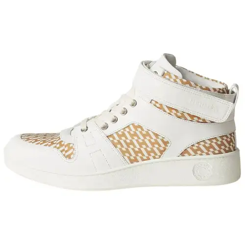 HERMES Freestyle Canvas Leather High top Stylish Skateboarding Shoes Men's White