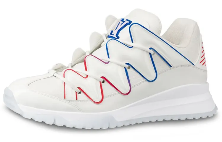 LOUIS VUITTON Zig Zag Cow Leather Low top Casual Shoes Men's White