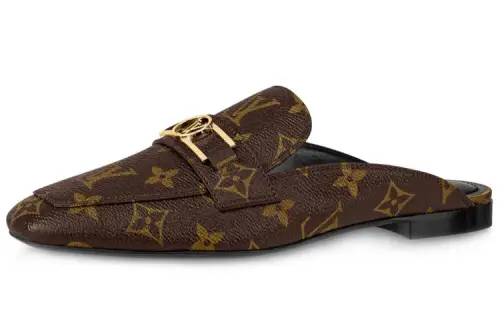 LOUIS VUITTON Upper Case Closed Toe Slippers Women's Brown