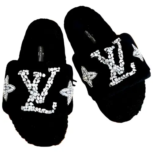 LOUIS VUITTON Slide Slippers Women's Black