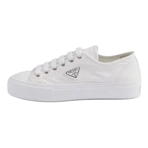 PRADA Naplak Leather Low top Skateboard Shoes Women's White