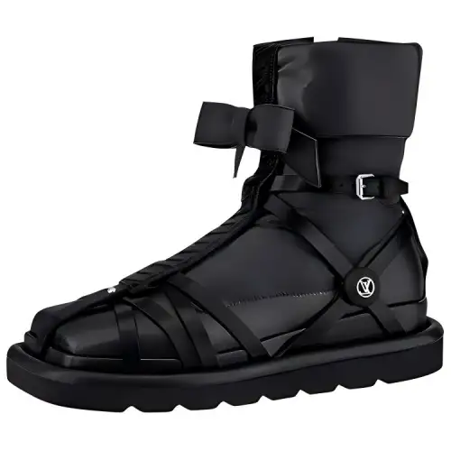 LOUIS VUITTON Square Pillow Ankle Boots Women's Black