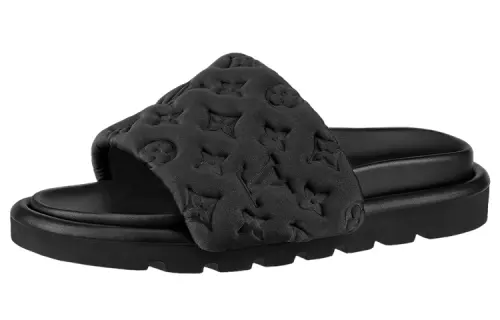 LOUIS VUITTON Slide Slippers Women's Black