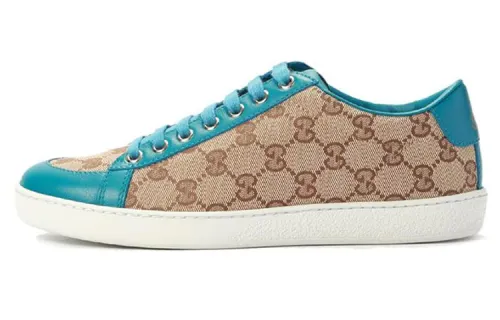 GUCCI GG Supreme Genuine Leather Low top Stylish Skateboarding Shoes Women's Brown Blue