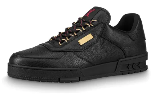LOUIS VUITTON Trainer Stylish Skateboarding Shoes Unisex Black Gold