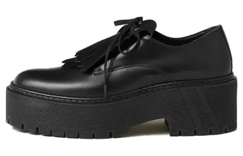 HERMES Hariston Leather Women's Casual Shoes Women's Black