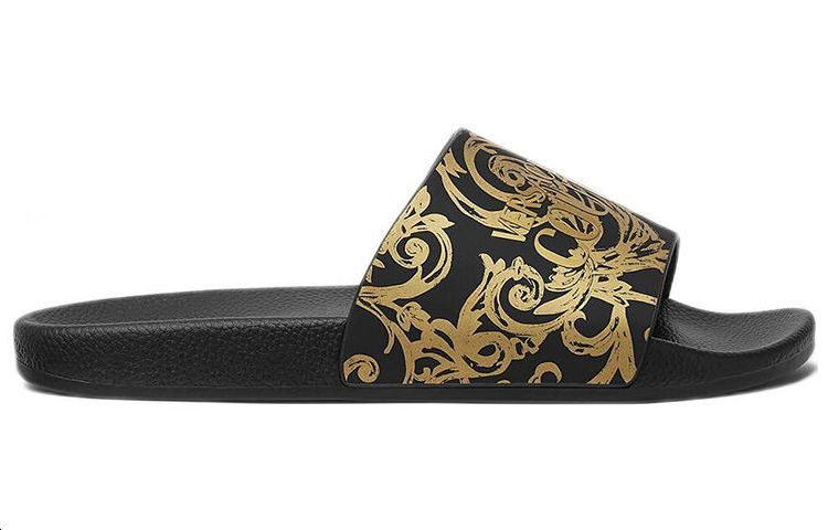 VERSACE JEANS Couture Slide 'Baroque Print - Black Gold'